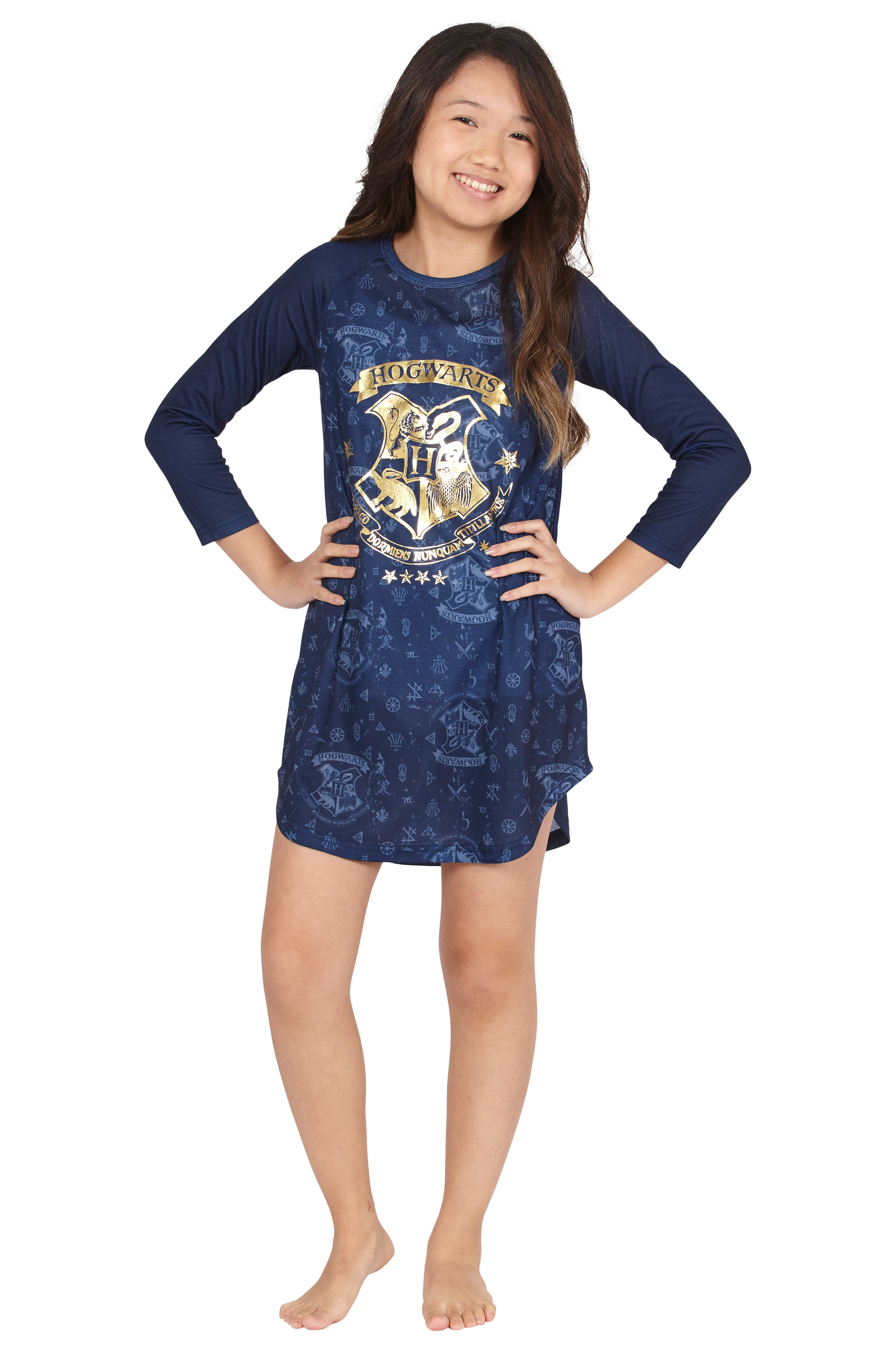 HARRY POTTER Hermione Hogwarts Logo Ravenclaw House Crest Raglan Sleepshirt - Picture 5 of 7